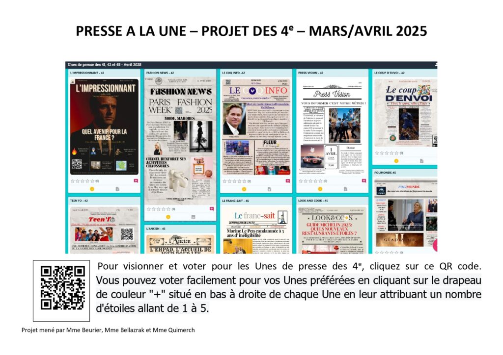 les-unes-de-presse-des-4emes